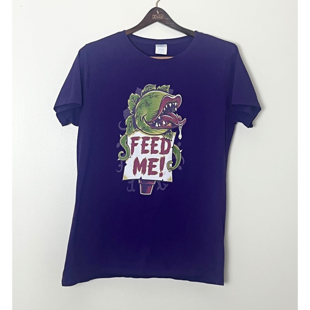 Little Shops of Horrors Graphic T-Shirt Women's Large Purple‎ Feed Me Seymour